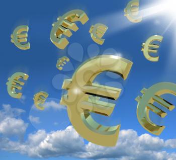 Euro Signs Falling From The Sky As A Sign Of Windfall