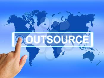 Outsource Map Meaning Worldwide Subcontracting or Outsourcing