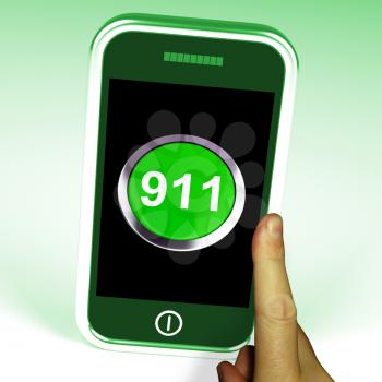 Nine One On Phone Showing Call Emergency Help Rescue 911