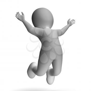 Jumping 3d Character Shows Excitement And Joy