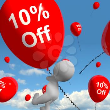 Balloon With 10% Off Shows Discount Of Ten Percent
