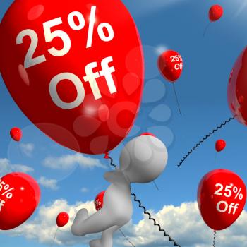 Balloon With 25% Off Shows Discount Of Twenty Five Percent