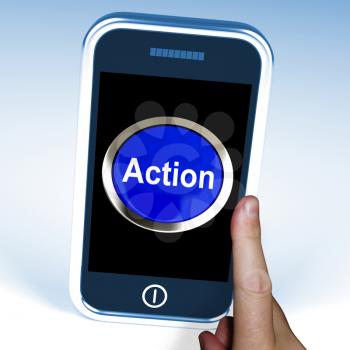 Action In On Phone Showing Inspired Activity