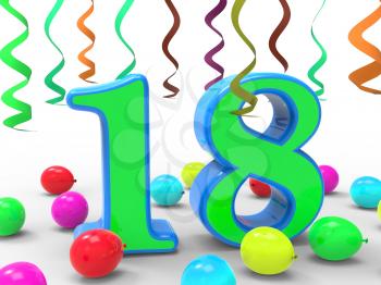 Number Eighteen Party Meaning Colourful Teen Celebration Or Event