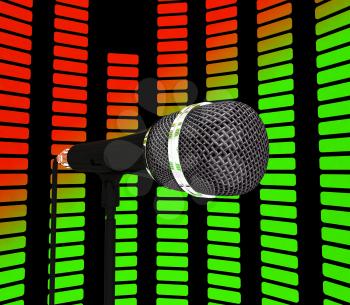 Graphic Equalizer And Microphone Showing Pop Music Soundtrack Or Concert