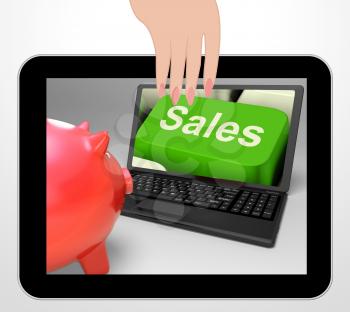 Sales Key Displaying Web Selling And Financial Forecast