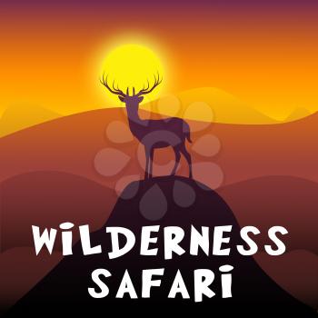 Wilderness Safari Stag Mountain Scene Shows Adventure Tour 3d Illustration