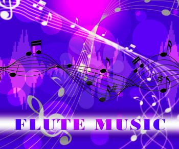 Flute Music Floating Notes Indicates Sound Track And Flautist