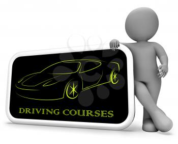 Driving Courses Phone Means Car Program Or Vehicle Driver Lesson 3d Rendering