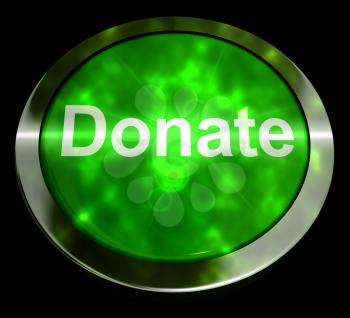 Donate Button Green Showing Charity And Fundraising 3d Rendering