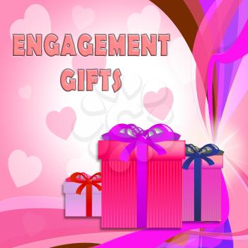 Engagement Gifts Giftboxes Shows engage Presents 3d Illustration