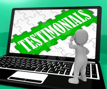 Testimonials Puzzle On Notebook Shows Online Credentials 3d Rendering