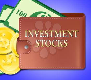 Investment Stocks Wallet Shows Market Shares 3d Illustration