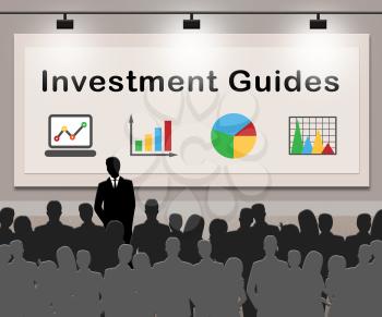Investment Guides Indicating Investing Advice 3d Illustration
