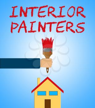 Interior Painters Paintbrush Shows Home Painting 3d Illustration