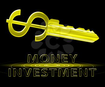 Money Investment Dollar Key Showing Trade Investing 3d Illustration