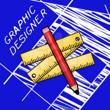 Graphic Designer Equipment Represents Designing Job 3d Illustration