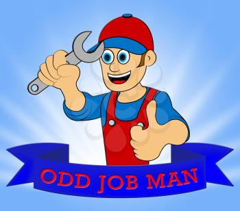 Odd Job Man Displaying House Repair 3d Illustration