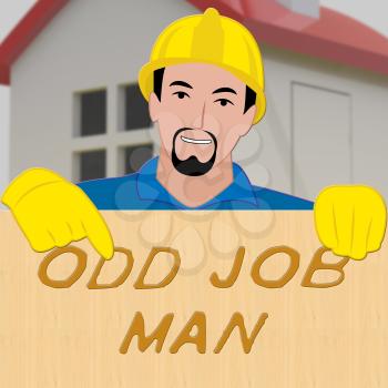 Odd Job Man Shows House Repair 3d Illustration