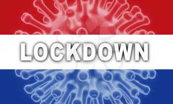 Netherlands lockdown preventing coronavirus epidemic or outbreak. Covid 19 Dutch precaution to lock down disease infection - 3d Illustration