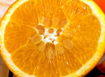 Closeup Orange Representing Tropical Fruit And Fresh