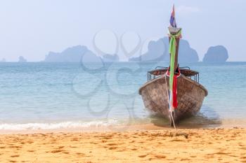 Long Tail Boat Near The Beach In Thailand