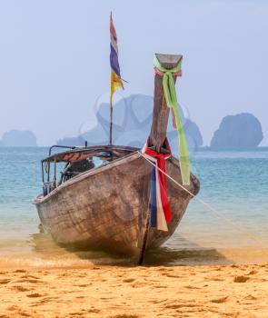 Long Tail Boat On The Beach In Thailand