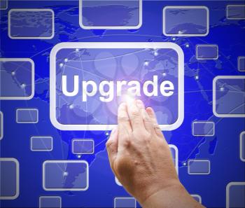 Upgrade concept icon means the latest and most modern version. Software updated with improved enhancements - 3d illustration