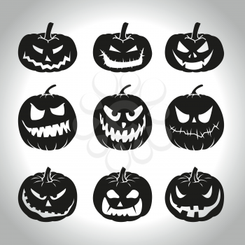 Set of Halloween pumpkins isolated on white