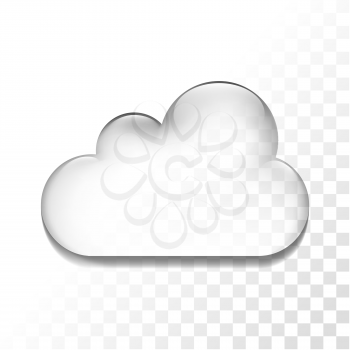 Transparent glossy cloud isolated icon, vector illustration