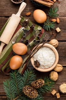 culinary background for Christmas baking