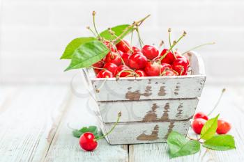 Sweet cherry on white background closeup