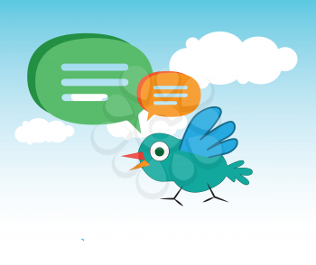 Cute Cartoon Bird and Speech Bubbles Design. EPS 10 supported.