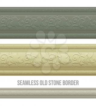 Set of seamless borders stone marble. Vector illustration EPS 10