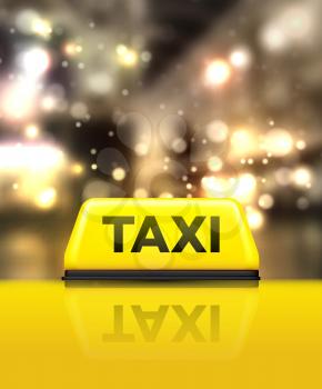 Taxi car on the street at night. Vector illustration EPS10