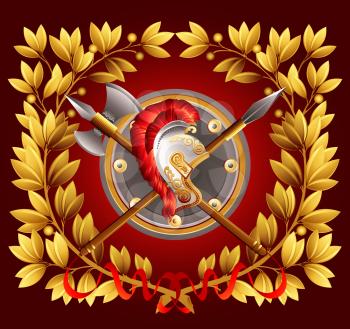 Antique arms and a laurel wreath. Vector illustration EPS 10