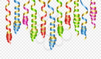 Party decorations color streamers or curling party ribbons. Vector illustration EPS140