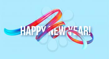 New Year on the background of a colorful brushstroke oil or acrylic paint design element. Vector illustration EPS10