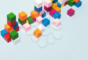 Color cubes in the system, the game, puzzles. Concept of logical thinking, development, creativity, diversity