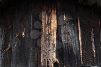 Dark wooden grunge background from planks. Old house wall