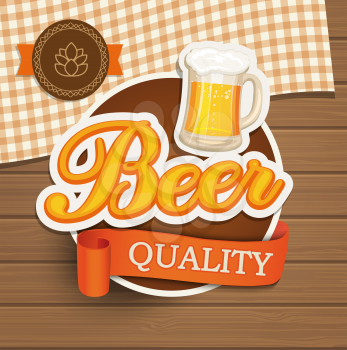 Vintage beer quality emblem, label and design element, vector illustration.