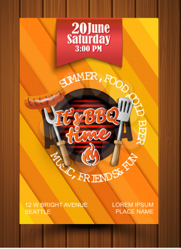 BBQ and Grill flyer and label. Vector illustration.