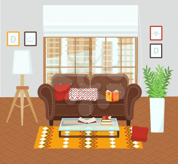 Interior of a living room. Modern flat design illustration.