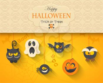 Poster, banner or background for Halloween Party Night, vector illustration.