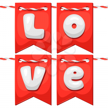 Greeting card with flags. Concept can be used for Valentines Day, wedding or love confession message.