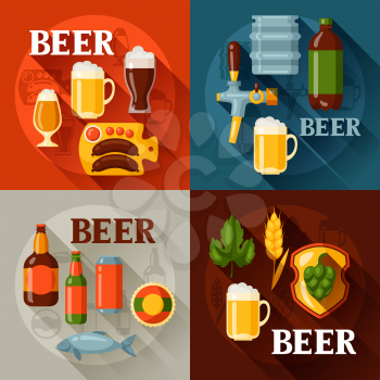 Backgrounds design with beer icons and objects.