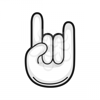 Illustration of hand rock sign gesture. Icon on white background.