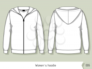 Women hoodie. Template for design, easily editable by layers.