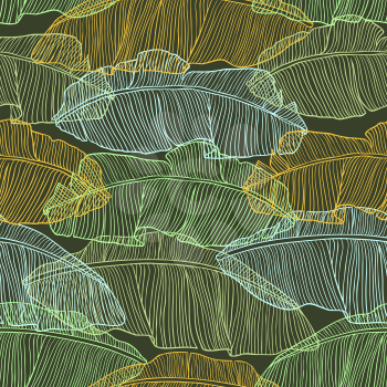 Seamless pattern with leaves of palm tree.