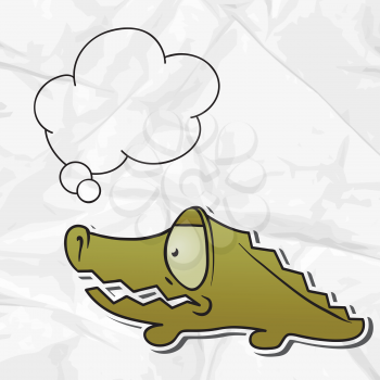 EPS 8 crumpled paper background with vector crocodile.